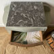 Pair of mismatched art deco bedside tables in green and wood