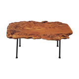 Coffee table brutaliste magnifier elm and hammered iron