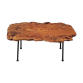 Coffee table brutaliste magnifier elm and hammered iron