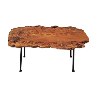 Coffee table brutaliste magnifier elm and hammered iron