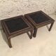 Paire de tables basses en laiton et mirroir noir des années 70