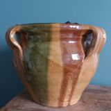 Provençal flower pot planter cache pot in glazed terracotta