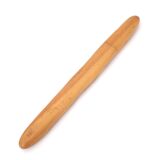 Bread knife in the shape of a wooden and stainless steel baguette