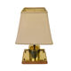 Vintage maritime bollard table lamp made from brass and wood, Netherlands 1970s
