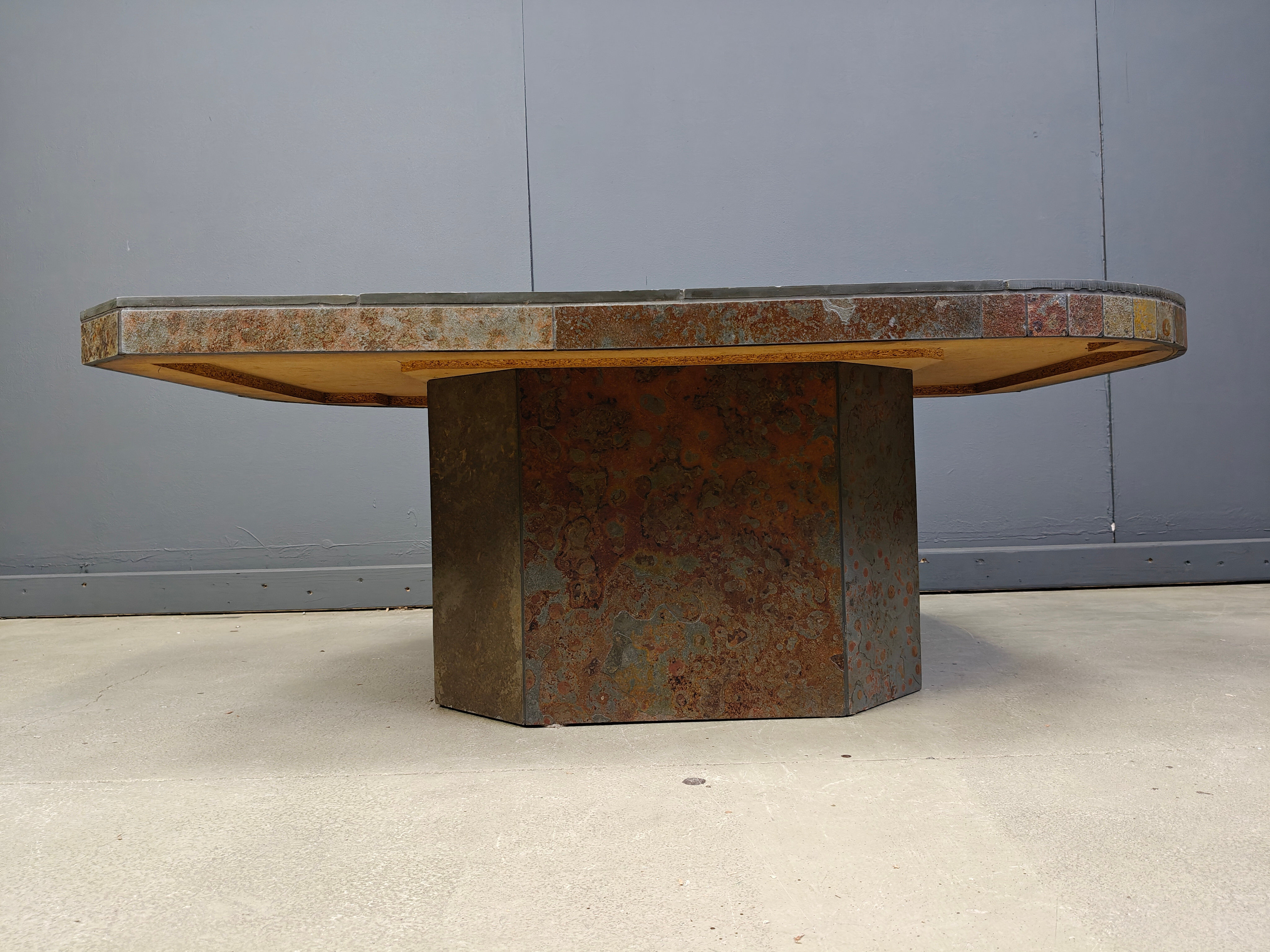 Brutalist slate stone coffee table, 1980s