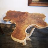 Brutalist teak flower table