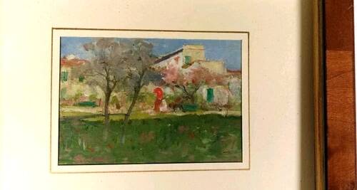 Landscape Painting Oil on Panel Early 1900s Italy Antique Painting