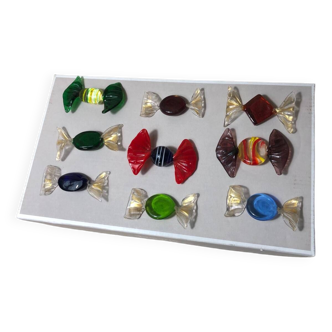 9 Bonbons en verre Murano