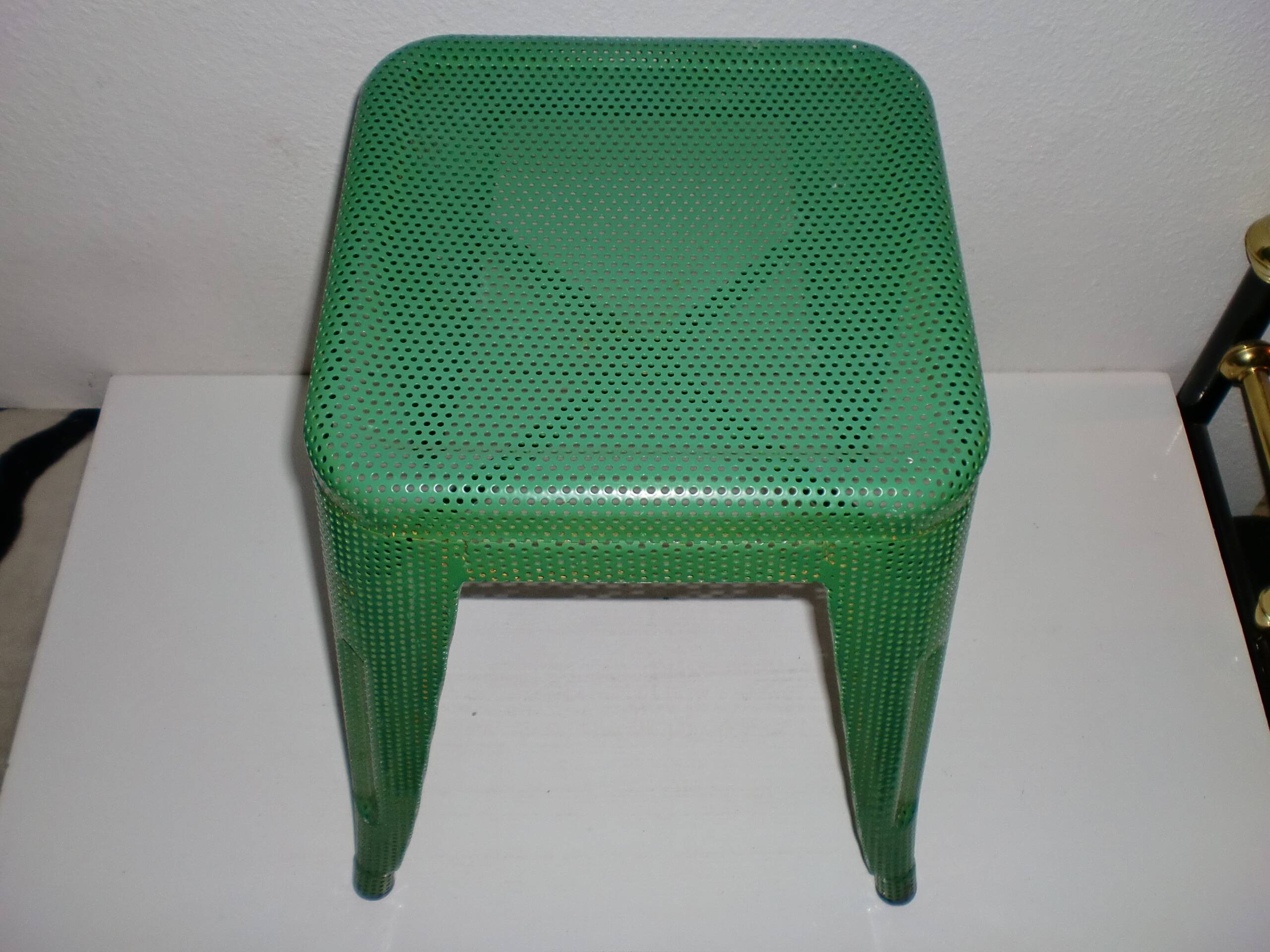 Perforated Metal Industrial Stool, Andriot for Tolix, France