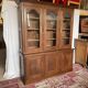 Large antique two-body library in solid oak – 3 glass doors