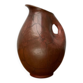 Cruche carafe en poterie de studio allemande Art déco avec trou de poignée par Paul Dresler pour Töpferei Grootenburg, années 1940