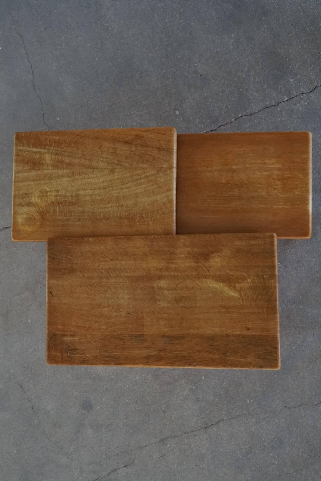 Nesting tables in oak, made by a Danish cabinetmaker, mid-century modern, 1960s.