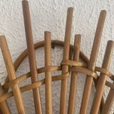 Miroir vintage 1960 soleil étoile asymétrique rotin osier - 52 cm