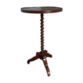 Solid wood side table with spiral base