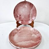 4 pink tie and dye soup plates Royal Tudor potteries Staffordshire England