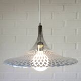 Vintage Trumpet Pendant Lamp Meblo Blue Plastic Hanging Light 1970's