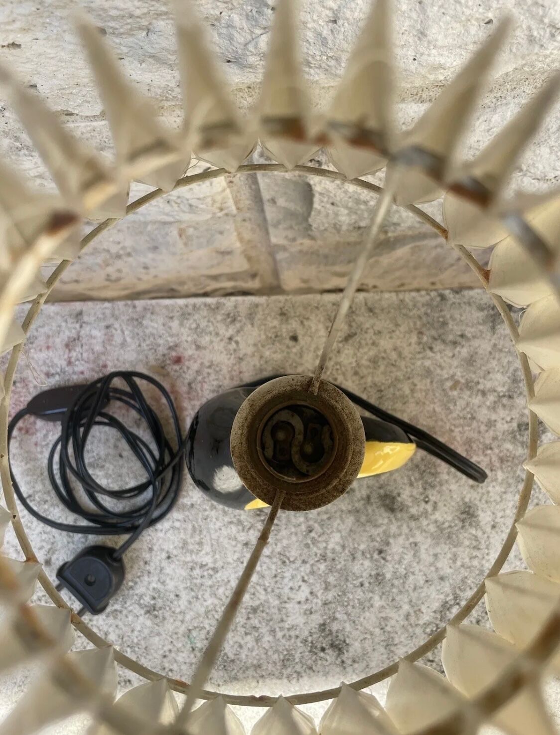 50s Vallauris black and yellow ceramic lamp