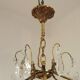 French Art Nouveau chandelier with 6 lights in bronze and crystal Acanthus 5552