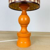 Orange lamp 70's turned wood