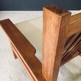 Brutalist Square Oak Lounge Chair, Belgium, 1950s