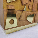 Paire de commodes en bois et laiton