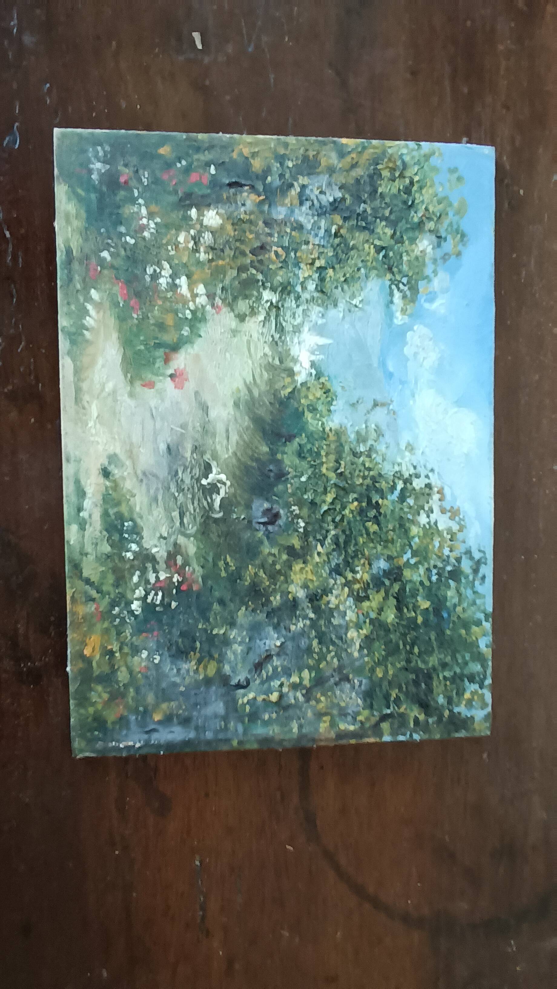 Late 19th century painting on panel of rural landscape