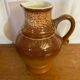 Antique strehla ceramic pitcher brown beige white interior vintage
