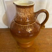 Antique strehla ceramic pitcher brown beige white interior vintage