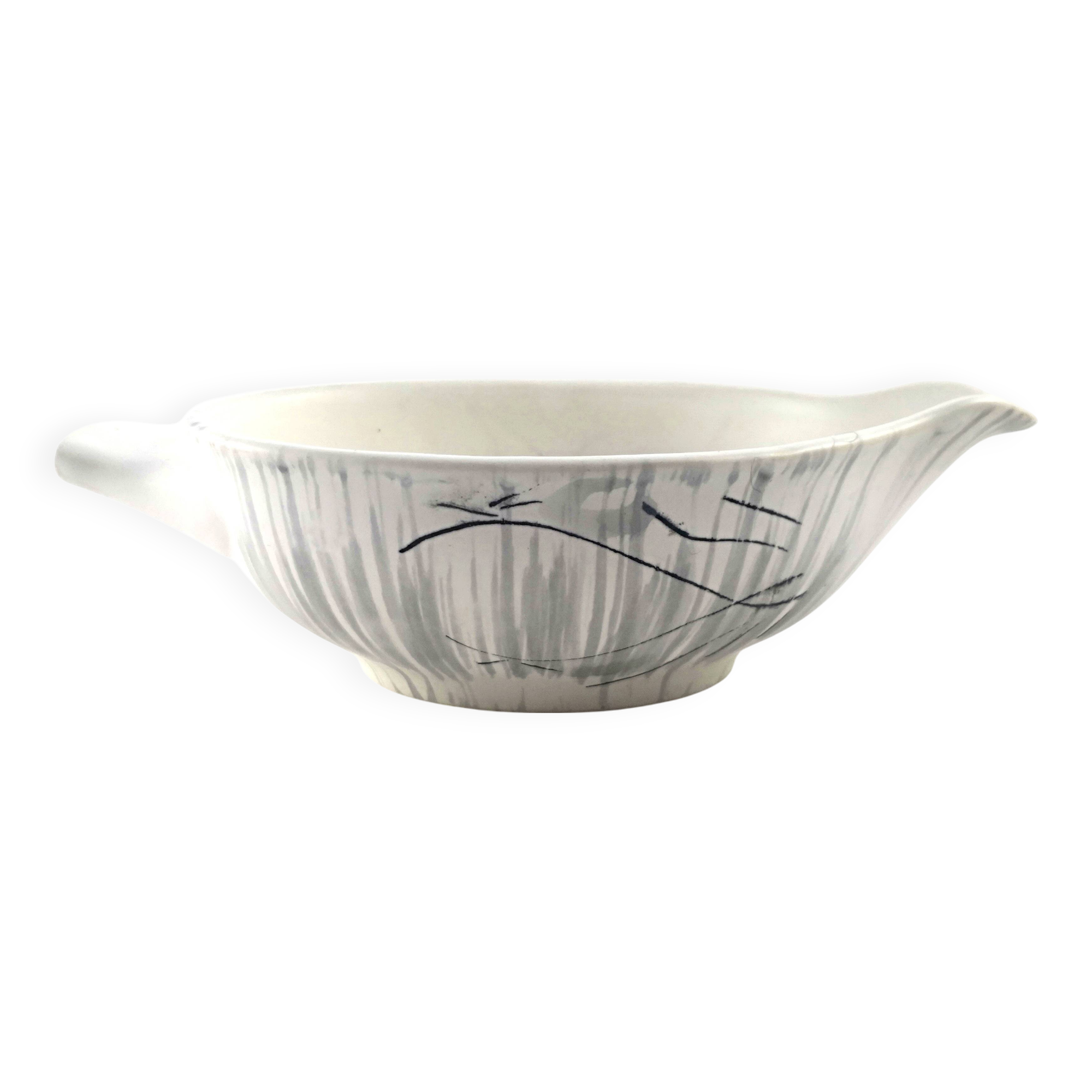 Niderviller gray sauceboat, kitten model