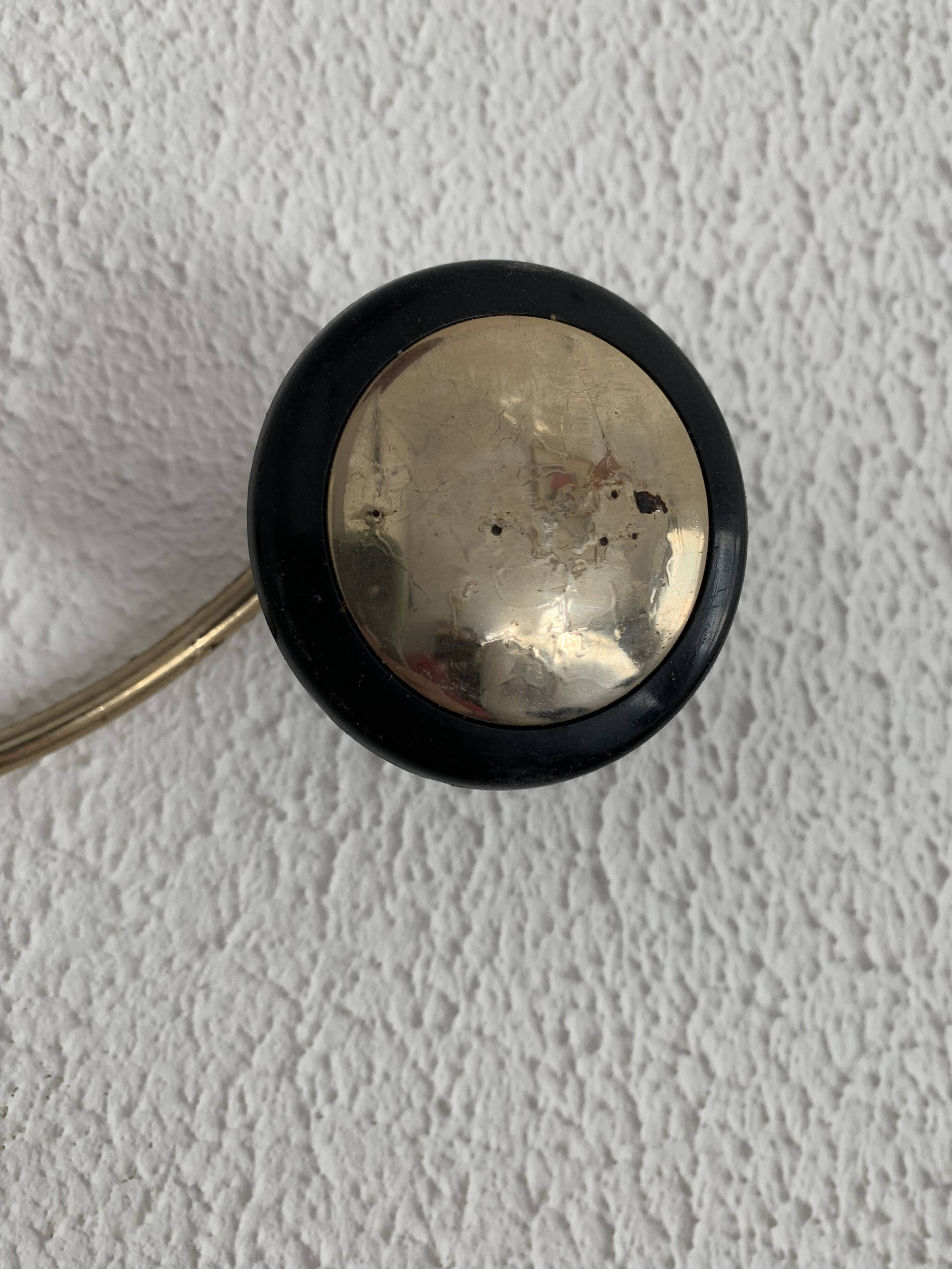 Vintage 1960s gold coat rack with 3 hooks - 45 x 7 cm