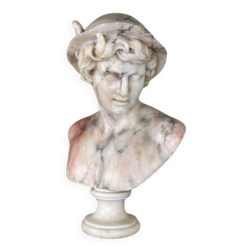 Bust of Hermes in alabaster, Italy circa 1880