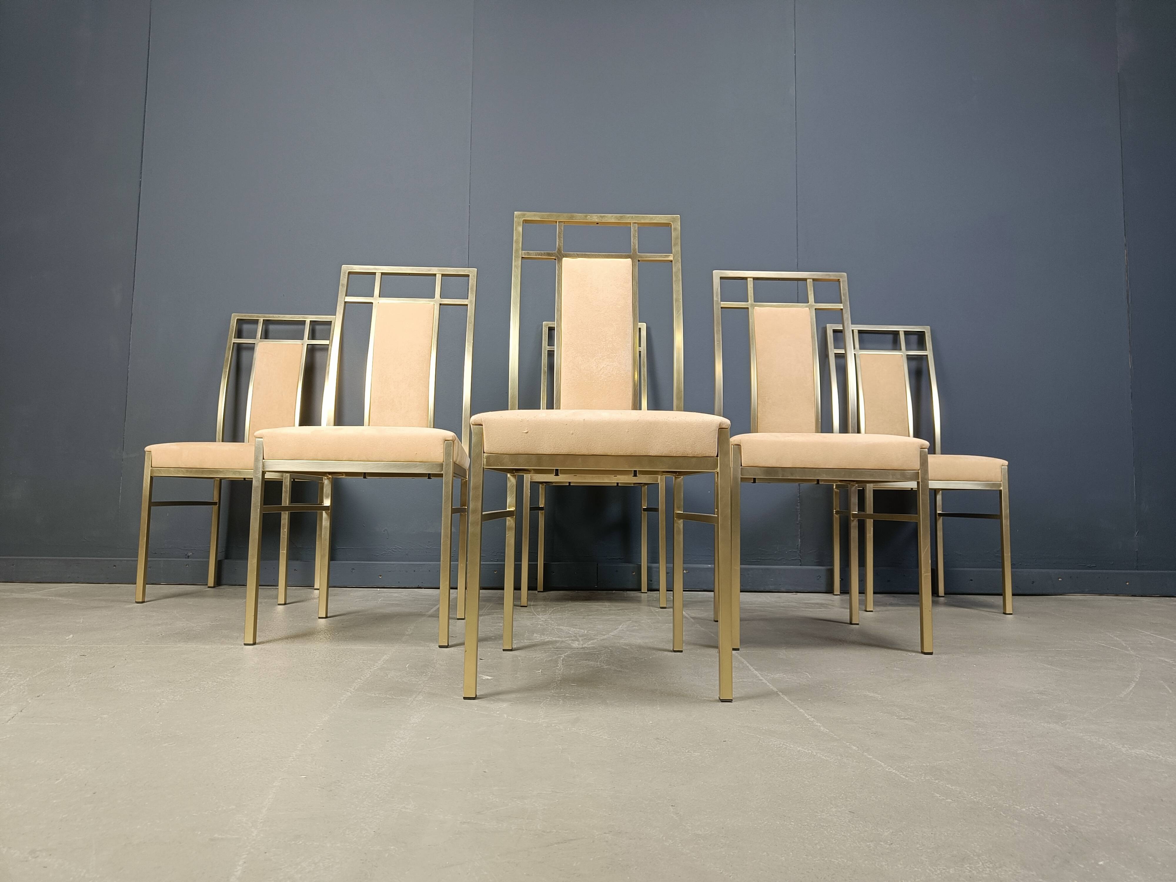 Vintage brass dining chairs by Belgochrom, 1970s
