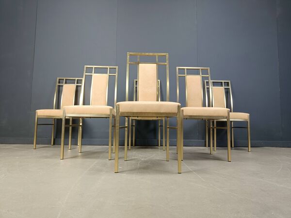 Chaises de salle à manger vintage en laiton par Belgochrom, années 1970