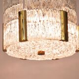 Kalmar Suspension Tambour Drum, Brass, Frosted Textured Glass, Austria, 1960s