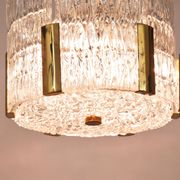 Kalmar Suspension Tambour Drum, Brass, Frosted Textured Glass, Austria, 1960s