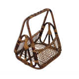 Vintage rattan magazine rack F.lli Castano 1950s