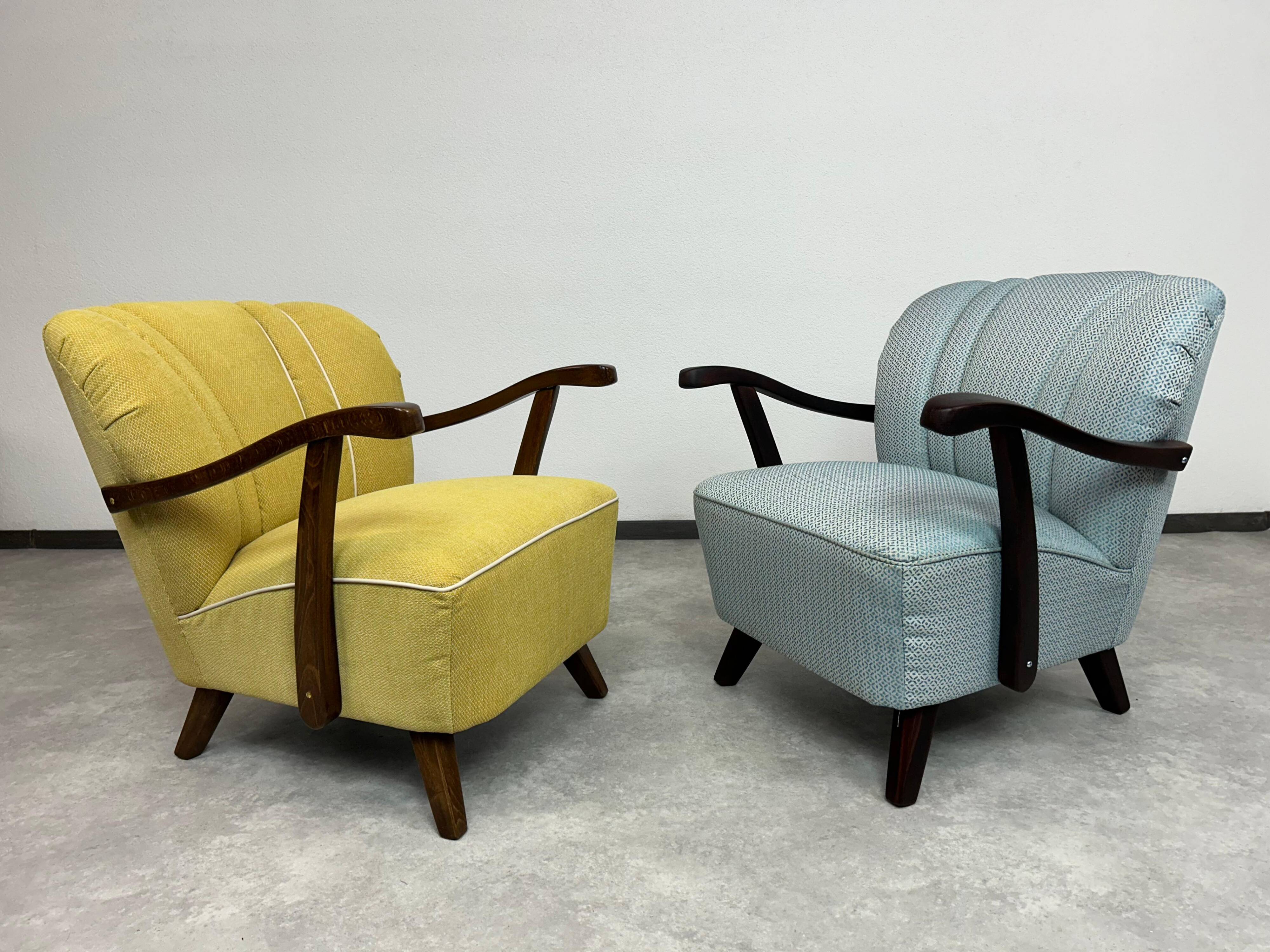Art Deco blue club chairs