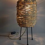 Fiber and metal tripod lamp