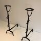 Pair of wrought iron landiers. french work ,seventeenth century