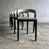Set of 4 'Play' Chairs — Black Wood Frame with Beige Upholstery by Alain Berteau for Van Rossum