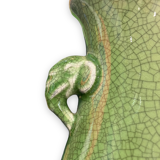 Green cracked ceramic vase Elephant Handles China XXth