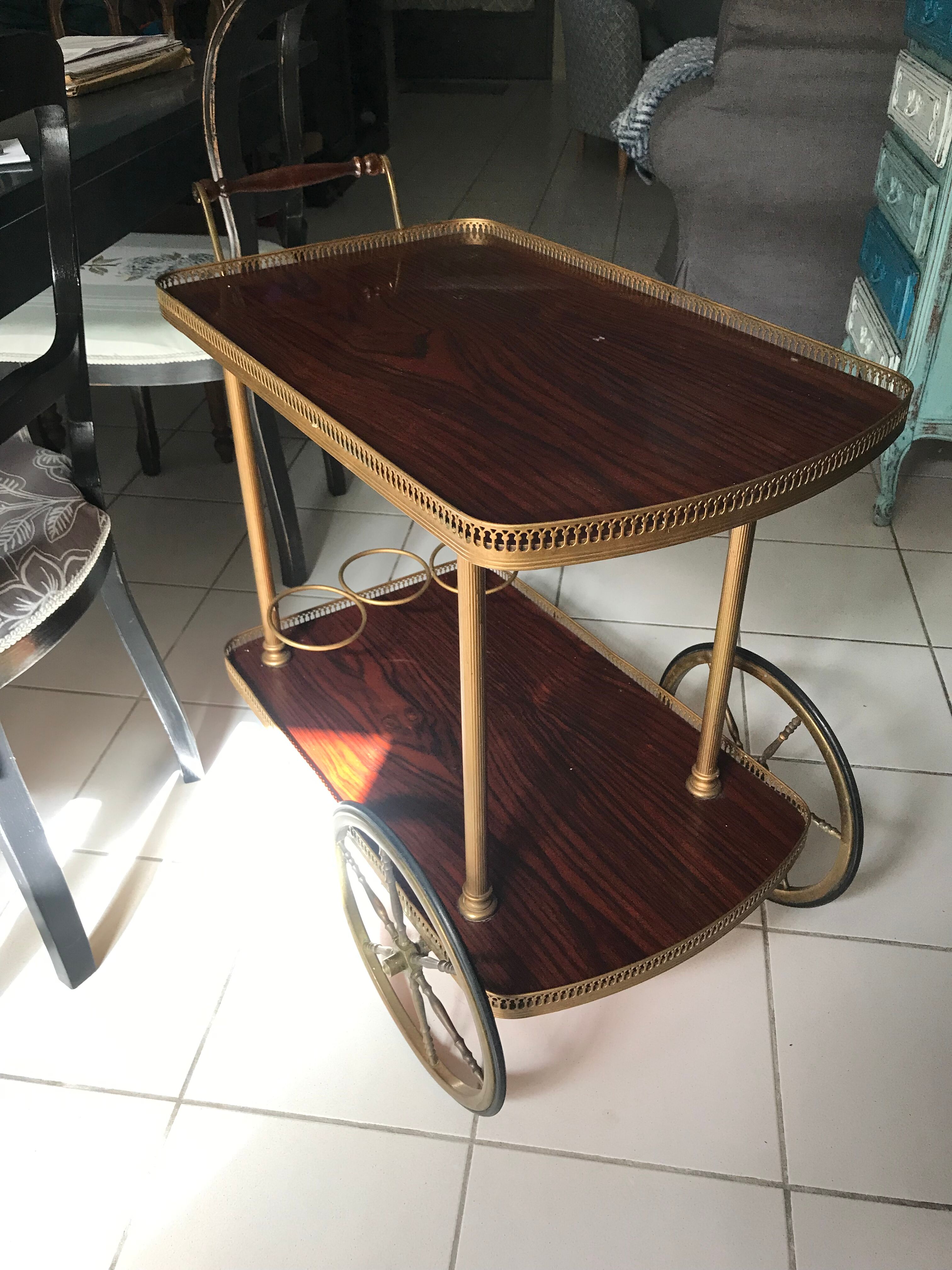 Rolling service wood and brass