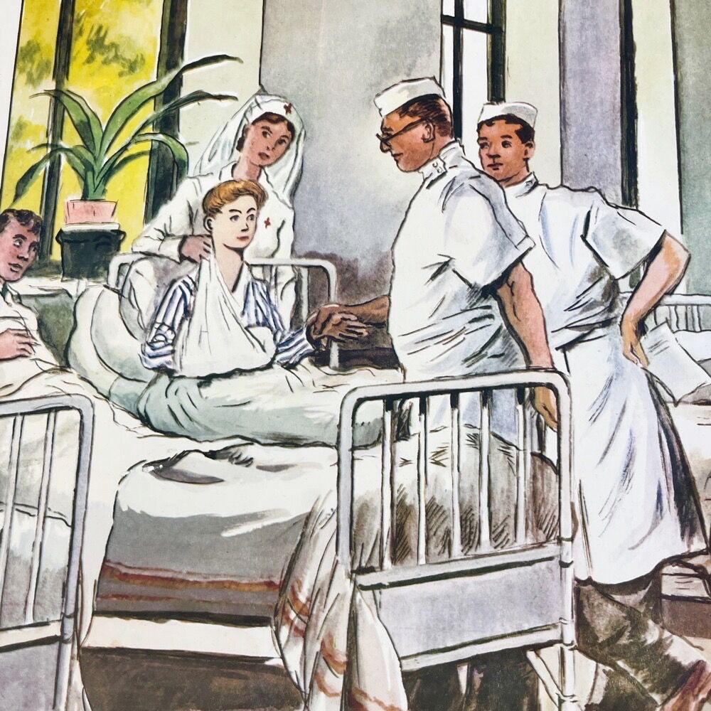 Rossignol poster A wounded comrade and mushroom picking