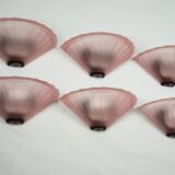Set of six De Majo sconces in thick pink murano glass. Italy 1980s