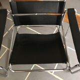 Vintage chrome and leather armchair 70/80
