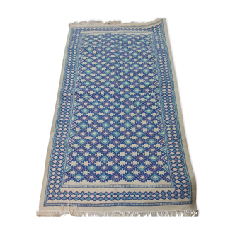 Tapis bleu multicolore fait main 152x275cm