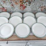 Set of 11 Longwy France earthenware dinner plates, Trianon model
