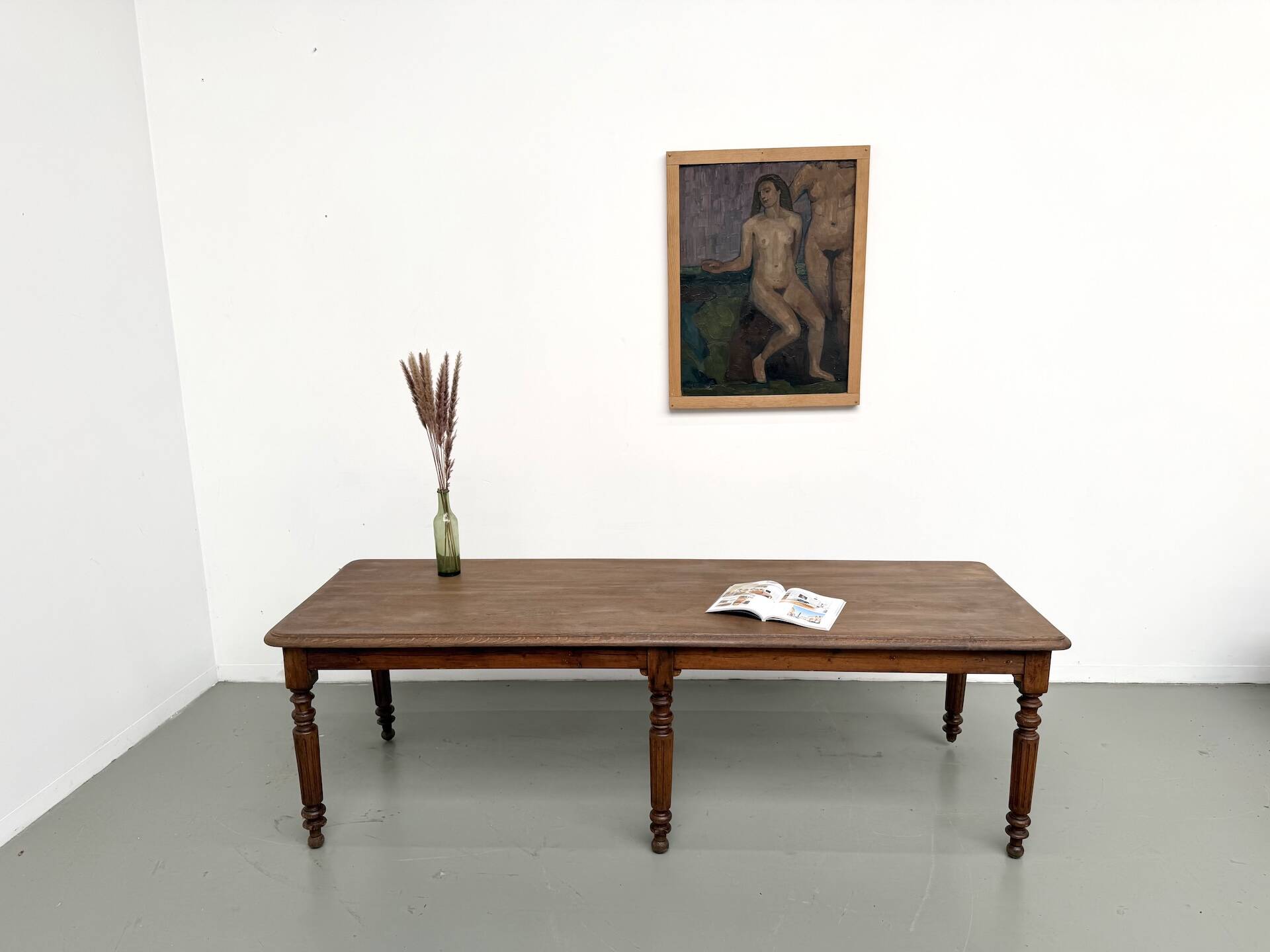 Table en chêne massif à 6 pieds tournés (1900)