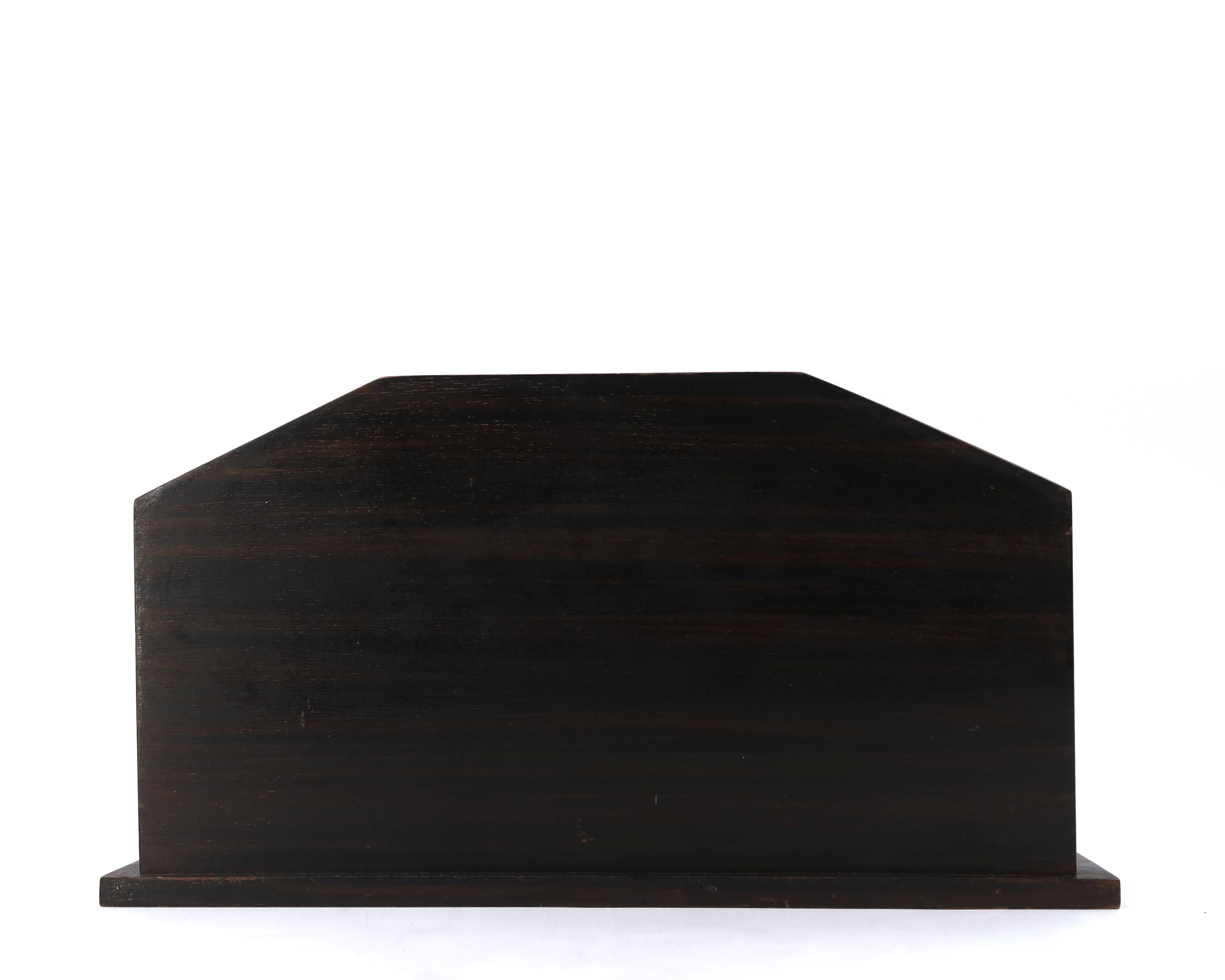 Art Deco mail holder in wood and metal, 1920s