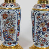 Pair of Imari porcelain and bronze lamps, circa 1880